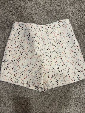 Express White Confetti High-Waist Tweed Shorts